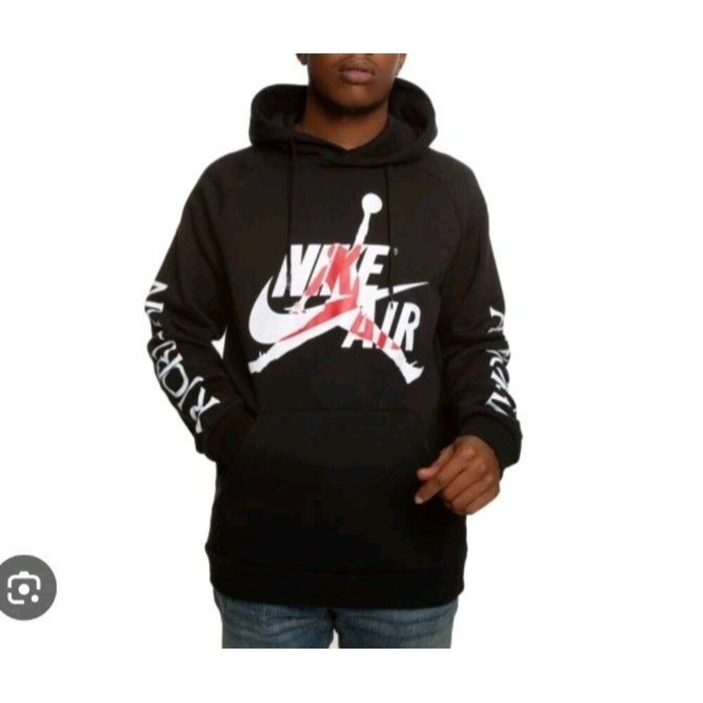 Nike Jordan Jumpman Classics Men's Hoodie Size XXL 2XL Black Spell Out